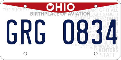 OH license plate GRG0834