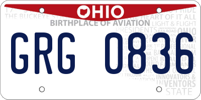 OH license plate GRG0836