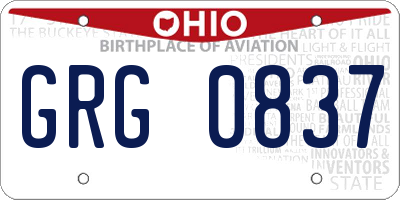 OH license plate GRG0837