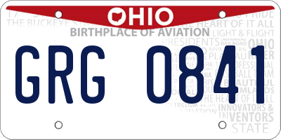 OH license plate GRG0841