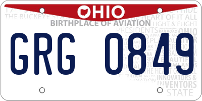 OH license plate GRG0849