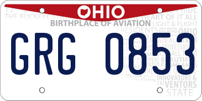 OH license plate GRG0853