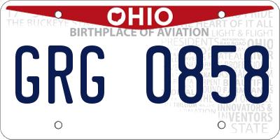 OH license plate GRG0858