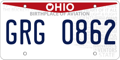 OH license plate GRG0862