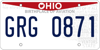 OH license plate GRG0871