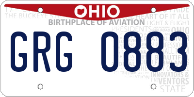 OH license plate GRG0883