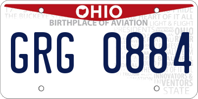 OH license plate GRG0884