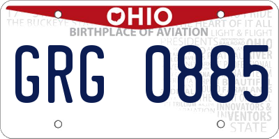 OH license plate GRG0885