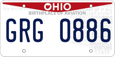 OH license plate GRG0886