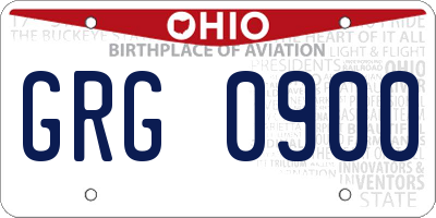 OH license plate GRG0900