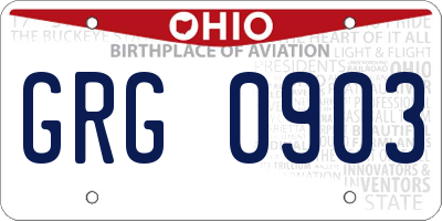 OH license plate GRG0903