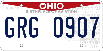 OH license plate GRG0907