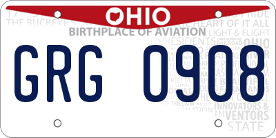 OH license plate GRG0908
