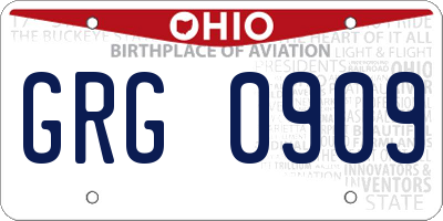 OH license plate GRG0909