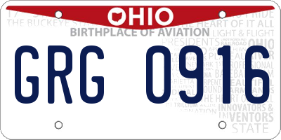 OH license plate GRG0916