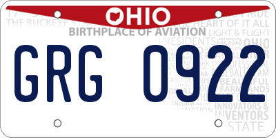 OH license plate GRG0922