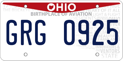OH license plate GRG0925