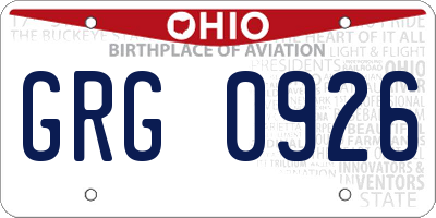 OH license plate GRG0926