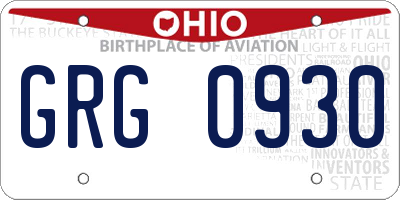 OH license plate GRG0930