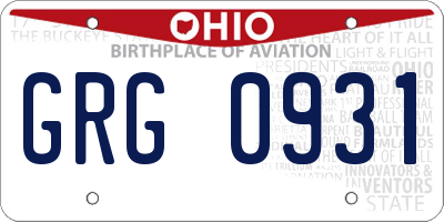 OH license plate GRG0931