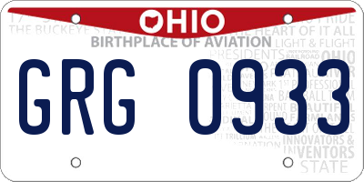 OH license plate GRG0933