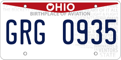 OH license plate GRG0935