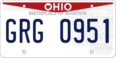 OH license plate GRG0951