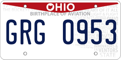 OH license plate GRG0953
