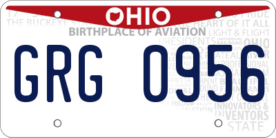 OH license plate GRG0956