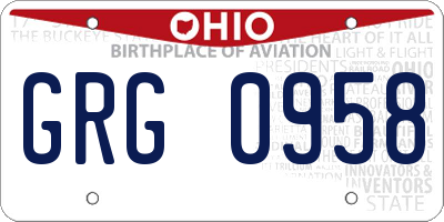 OH license plate GRG0958