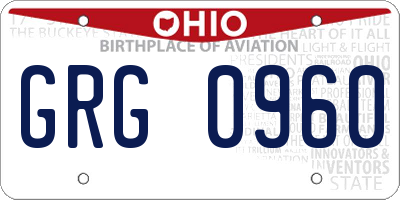 OH license plate GRG0960