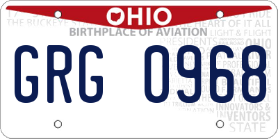 OH license plate GRG0968
