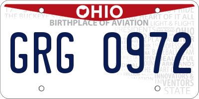 OH license plate GRG0972