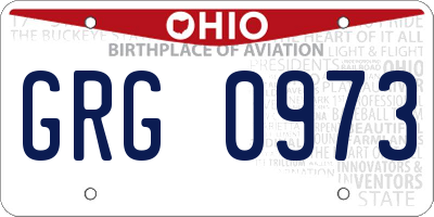 OH license plate GRG0973