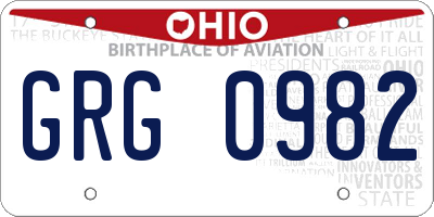 OH license plate GRG0982