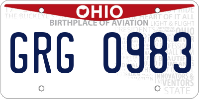 OH license plate GRG0983