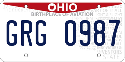 OH license plate GRG0987