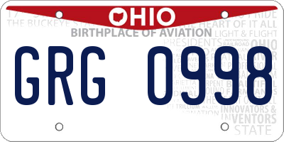 OH license plate GRG0998
