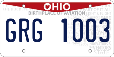 OH license plate GRG1003