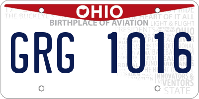 OH license plate GRG1016