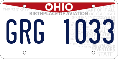 OH license plate GRG1033