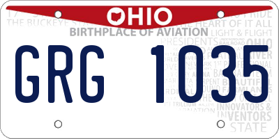 OH license plate GRG1035