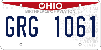 OH license plate GRG1061