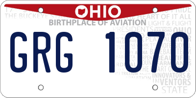 OH license plate GRG1070