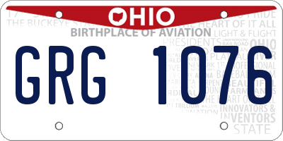 OH license plate GRG1076