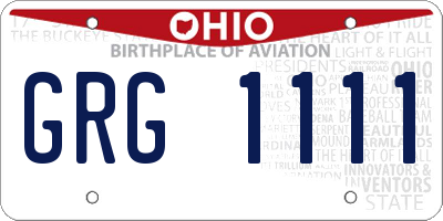 OH license plate GRG1111