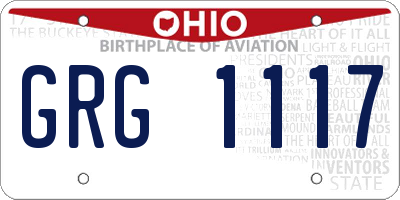 OH license plate GRG1117