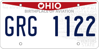 OH license plate GRG1122