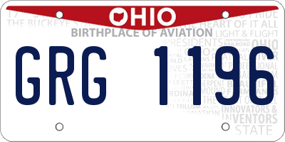 OH license plate GRG1196