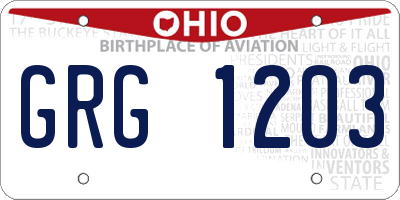 OH license plate GRG1203